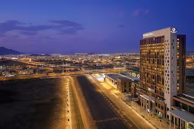 Taif mountain hotel at night